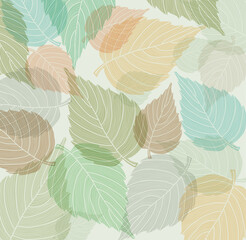 Seamless stylized green leaf pattern. Vector illustration