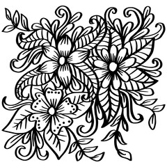 Doodle art flowers zentangle floral illustration