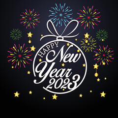 Happy New Year 2023 Greeting Card Holiday Vector Illustration.