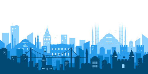 Fototapeta premium Istanbul Turkey concept. Silhouette of the city of Istanbul. Travel concept. Template. Vector illustration.