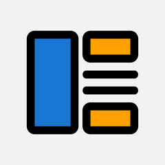 Layout icon in filled line style, use for website mobile app presentation