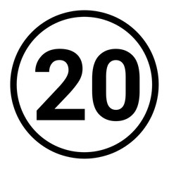 limit 20 sign icon 