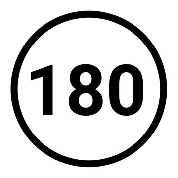 Speed limit 180 sign icon, number 180 rounded with circle 
