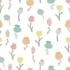 seamless gentle flower pattern. Cute floral pattern with colorful flowers. warm summer, spring pattern.
