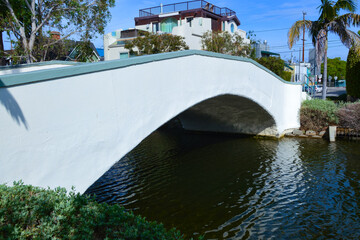 Fototapeta na wymiar Bridge at Venice Canal Historic District, Los Angeles County