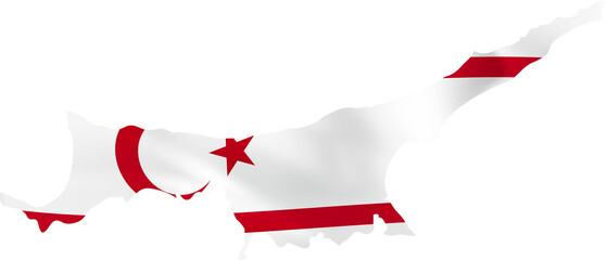 Northern Cyprus map with waving flag.