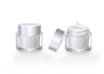 Cream jar Skin care cosmetic jar isolated on a white background