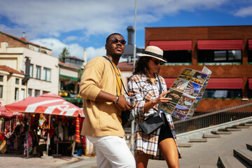 Beautiful friends are traveling