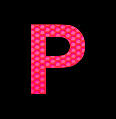 Alphabet letter P - Silicone background with red hexagons