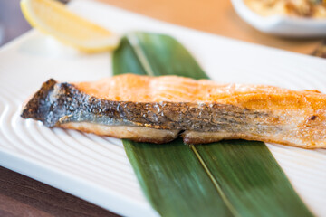 Grilled seasoned salmon, grilled salmon teriyaki