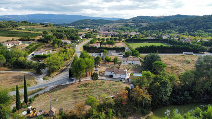 Drone view of Saint Hilaire village