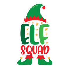 Elf squad - cute ELF hat and shoes. Good for baby clotes, greeting and invitaton card print,  label and other decoration for Christmas. - obrazy, fototapety, plakaty