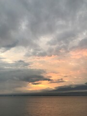 sunset over the sea mountain sky