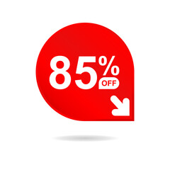 Special offer sale red tag. Discount offer price tag, retail promotion campaign symbol, sale promo marketing, 85% discount sticker, shopping day promotional offer. 85 percent off, vector eps10