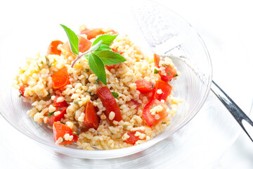 bulgur salad with tomatoes and mint