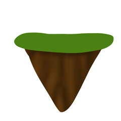 Illustration of floating island with fresh green grass