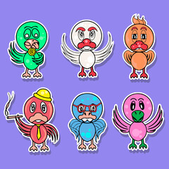 Kawaii sticker cute character coloring doodle vector