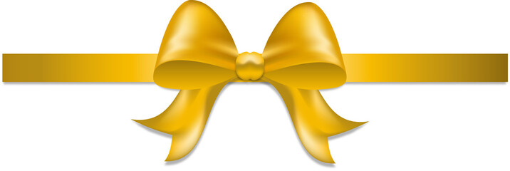 Golden ribbon bow.  New Year's Eve. Gift. Decoration. Birthday. Christmas.