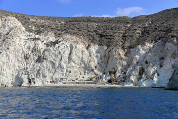 Südküste, Felsküste Nähe Akrotiri, Santorin. Kykladen, Griechenland, Europa