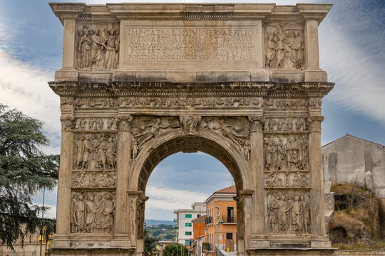 Arch of Trajan, ancient Roman triumphal arch, Benevento, Campania, Italy