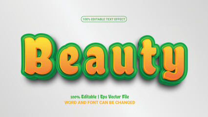 Beauty 3d editable premium vector text effect