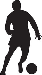 silhouette of people playing football soccer