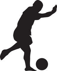 silhouette of people playing football soccer
