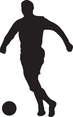 silhouette of people playing football soccer