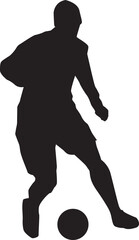 silhouette of people playing football soccer