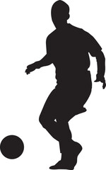 silhouette of people playing football soccer