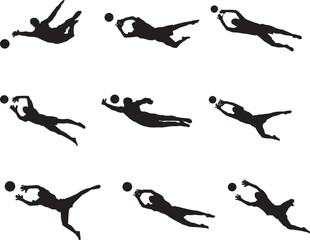 silhouette of people playing football soccer