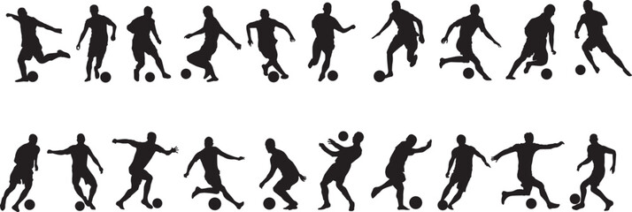 silhouette of people playing football soccer