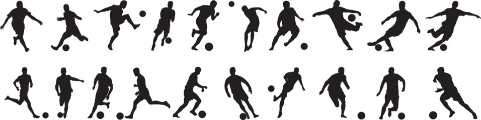 silhouette of people playing football soccer