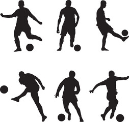 silhouette of people playing football soccer