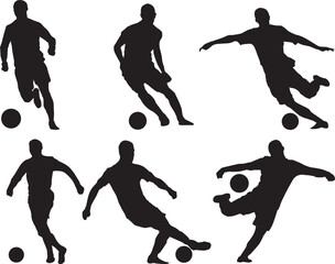 silhouette of people playing football soccer