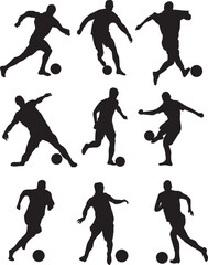 silhouette of people playing football soccer