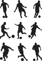 silhouette of people playing football soccer