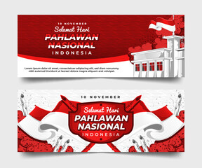 Red and White Hari Pahlawan Nasional Banner Collection