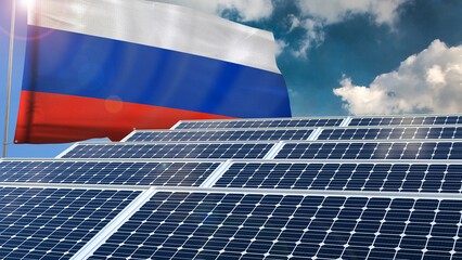 Solar panel, photovoltaic, alternative electricity source - concept of sustainable resources renewable energy Green energy sustainability power flag wave sunset