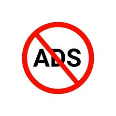 No ads sign icon, stop ads sign icon 