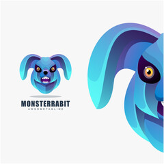 monster rabbit colorful logo design