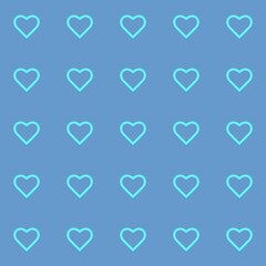Endless seamless pattern of hearts   Turquoise vector hearts on a Blue background Wallpaper, Wrapping paper Background Vector illustration Textile Fabric design Pattern with hearts Celebration Heart