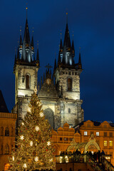 Old Town Square at Christmas time, Prague, Czech Republic