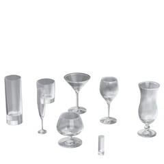 3d rendering illustration of some cocktail glasses