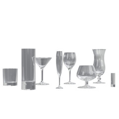 3d rendering illustration of some cocktail glasses