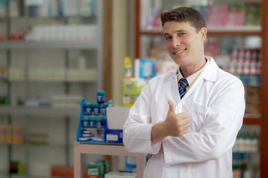 Young man pharmacist believes in white nationality.
