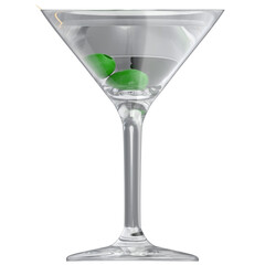 3d rendering illustration of a cocktail with olives