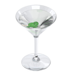 3d rendering illustration of a cocktail with olives