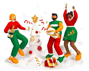 Fototapeta premium New Year celebration - modern colorful 3d illustration