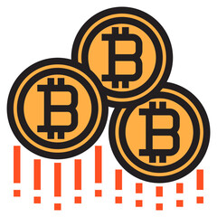 Bitcoin color line style icon